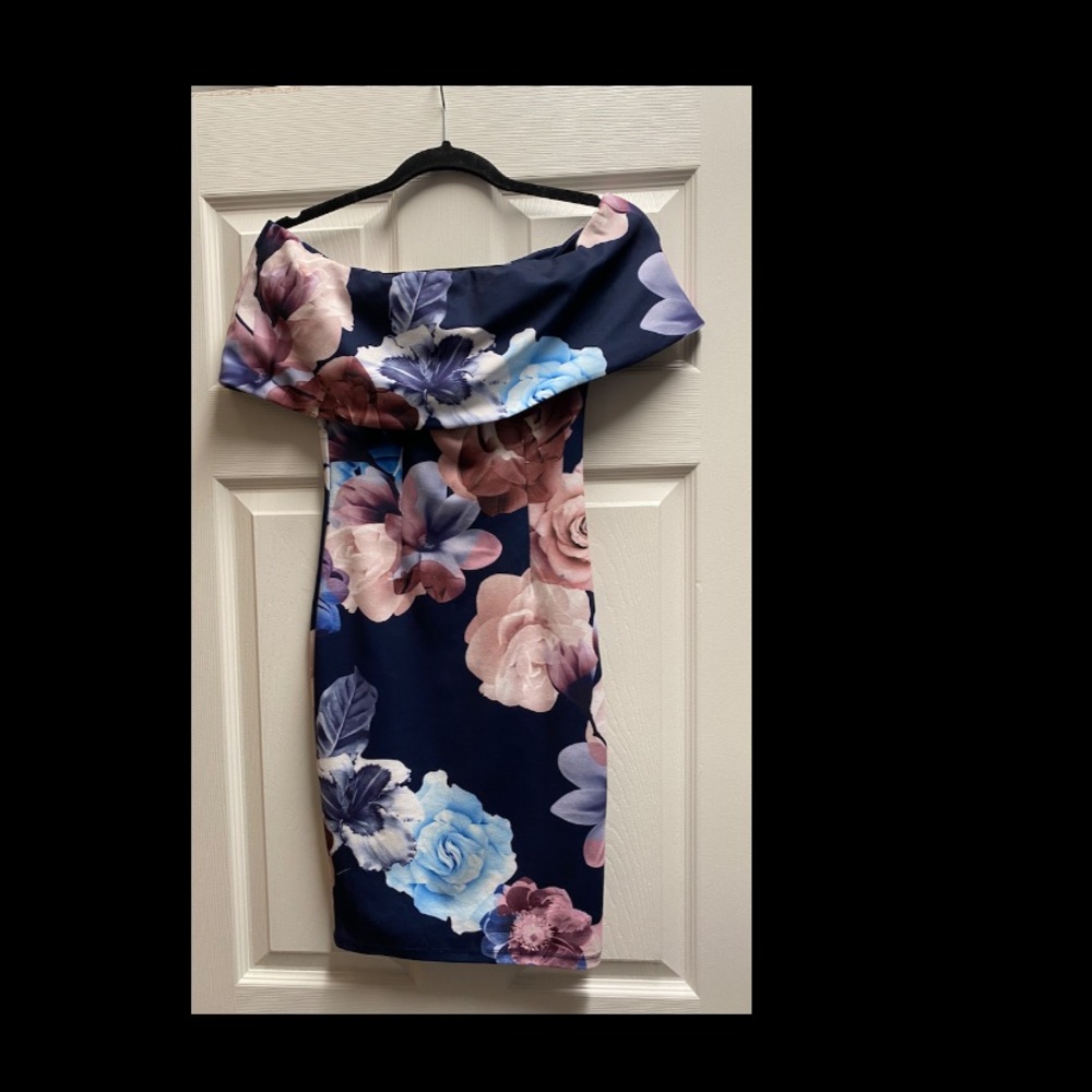 Navy blue floral dress